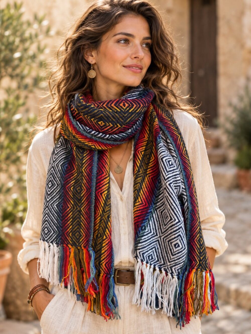 Alpaca Wool Boho Knit Scarf